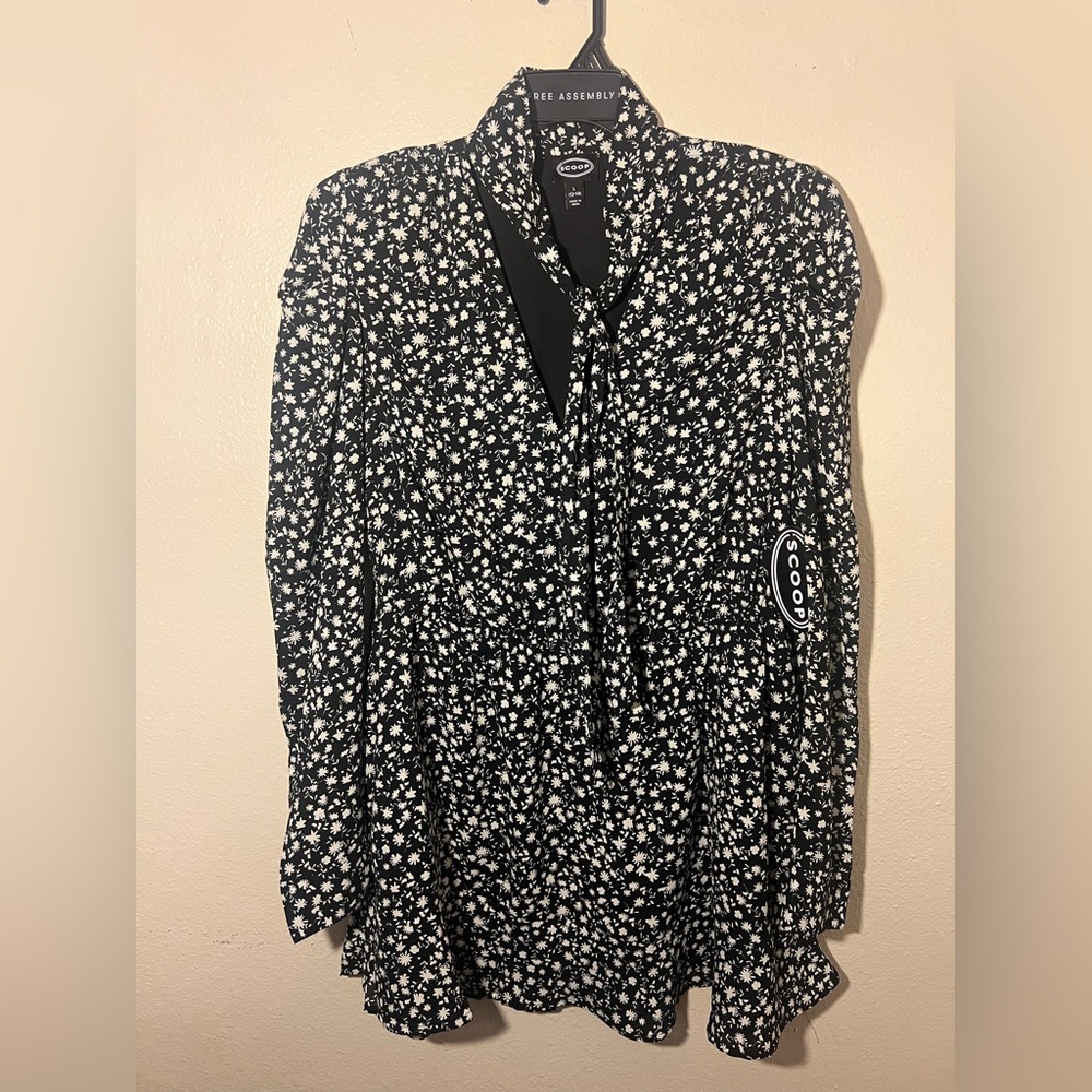 Free Assembly Black Floral Long Sleeve Dress